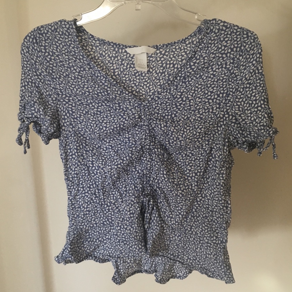 Blue floral blouse